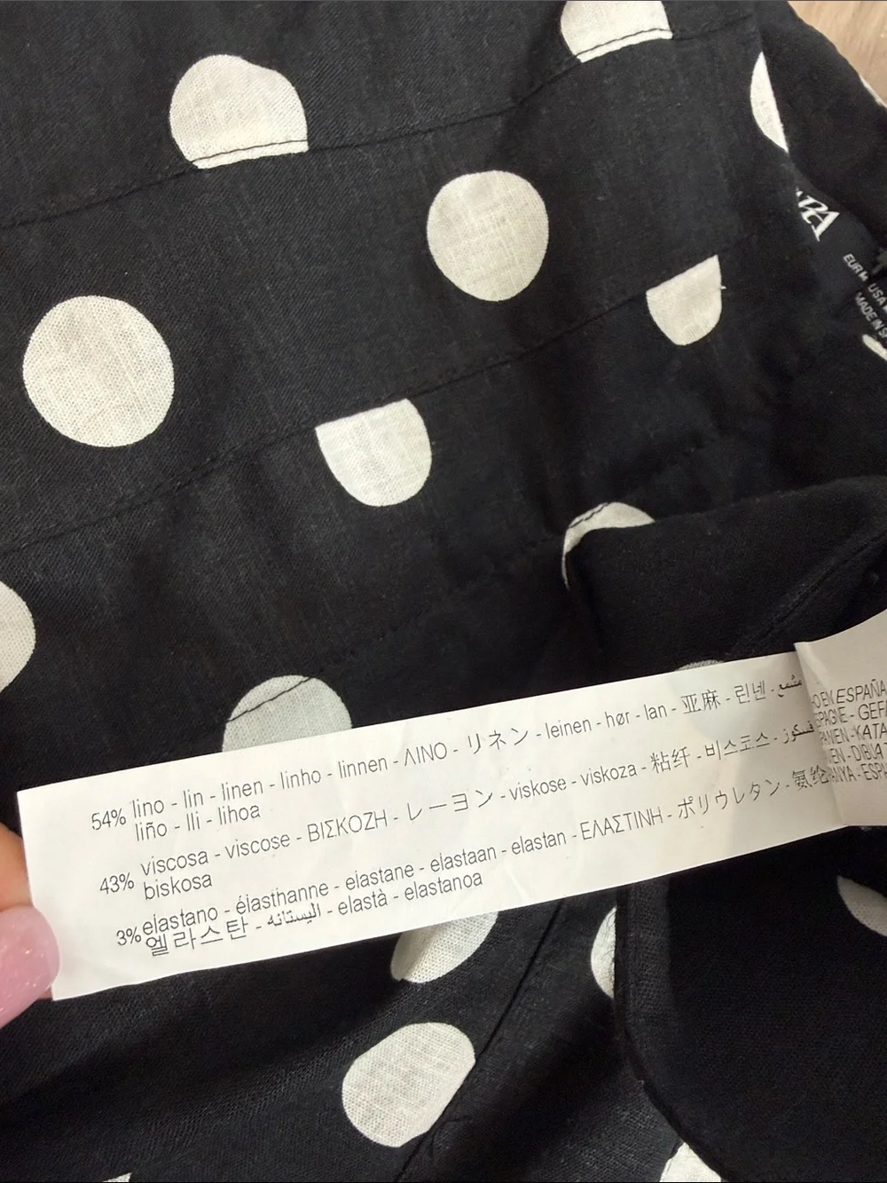 Zara high waisted linen blend polka dot tapered dress pants size medium